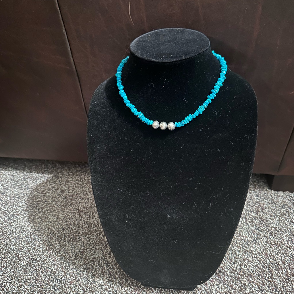 Hand Crafted Sleeping Beauty Turquoise & Sterling Silver Necklace